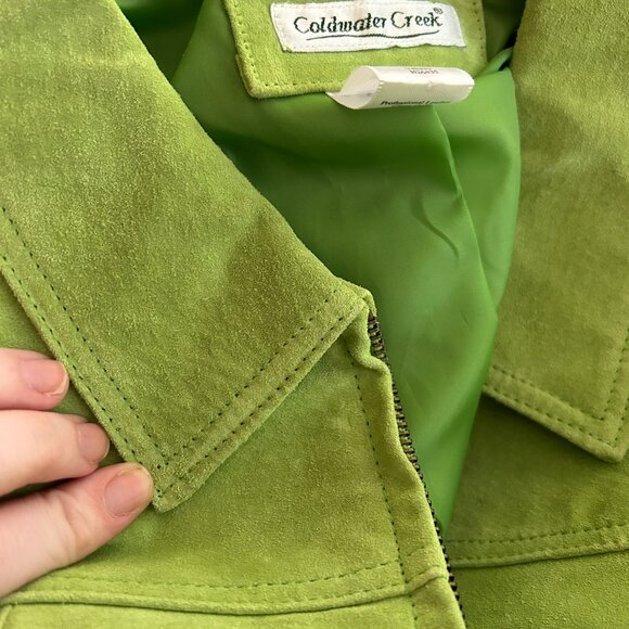 Coldwater Creek Vintage Women's Lime Green Suede Jacket XL - Picture 6 of 16